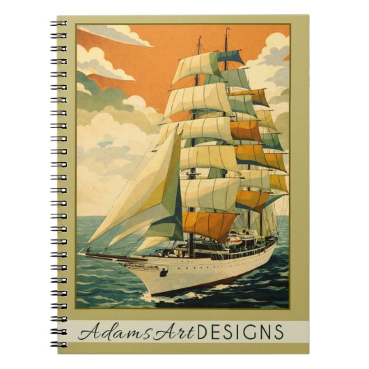 Carnet Vintage Tall Ship Sailing Retro Nautical  (Devant)