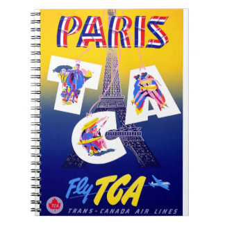 Carnet Vintage Tour Eiffel Paris Air Travel Publicité