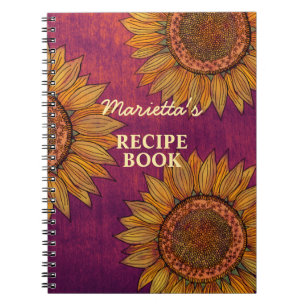 Carnet Vintage Tournesol Rustique Art violet recette pers