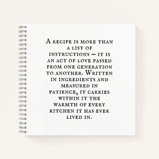 Carnet Vintage Typography Rustic Kitchen Quote (Devant)