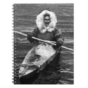 Carnet Vintage USA Alaska eskimo et son kayak 1970
