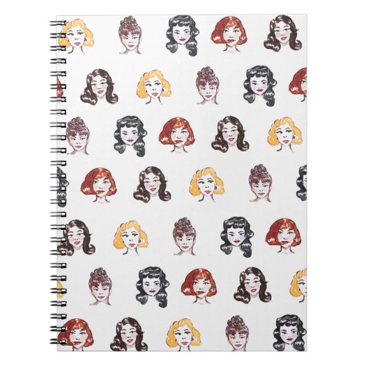 Carnet Vintage Watercolour Pin up Notebook (Devant)