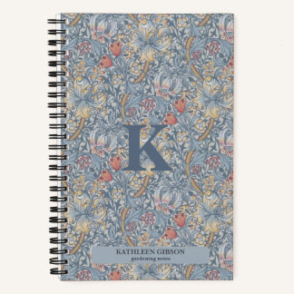 Carnet Vintage William Morris Marine Bleu Rouge Chrysanth