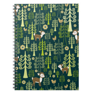 Carnet Vintages épinettes, cerfs motifs.