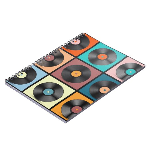 Carnet Vinyl records : retro LP set. (Côté gauche)