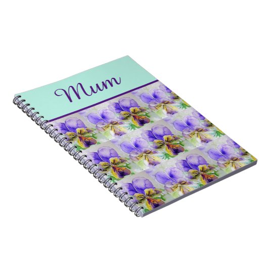 Carnet Viola Flower Aqua Frappe florale Fête des mères (Côté Droit)