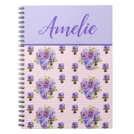 Carnet Viola Pansy Shabby violet Vintage Floral (Devant)