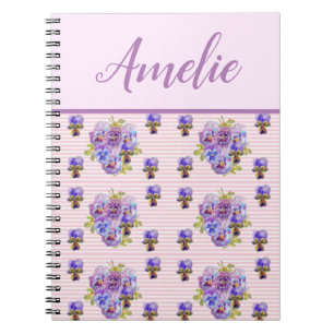 Carnet Viola Pansy Shabby violet Vintage Floral