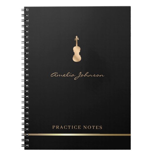 Carnet Viola Violon Or Élégant Script Musicien élégant (Devant)