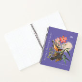 Carnet Violet avec oiseaux et motif de fleurs (Intérieur)