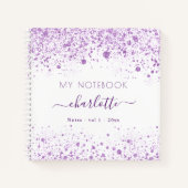 Carnet Violet blanc parties scintillant poussière violet  (Devant)