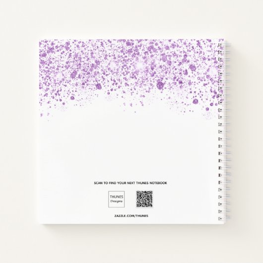Carnet Violet blanc parties scintillant poussière violet (Dos)