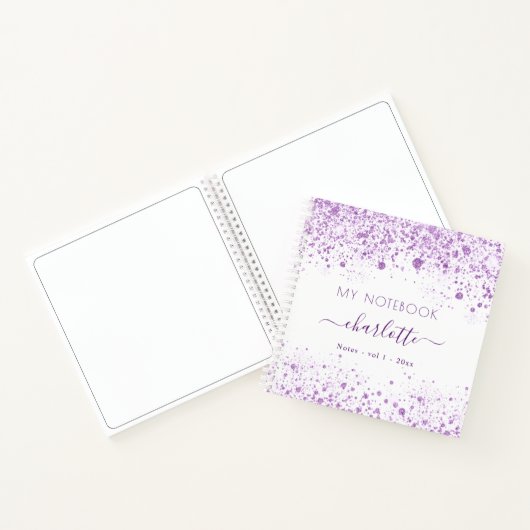 Carnet Violet blanc parties scintillant poussière violet  (Intérieur)
