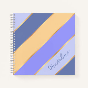 Carnet Violet Bleu Violet Jaune Or Rayé Personnalisé