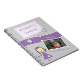 Carnet Violet et gris avec des cœurs un nom et une photo (Côté Droit)