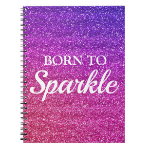 Carnet Violet et Rose Pailleté Brillante Née pour Briller