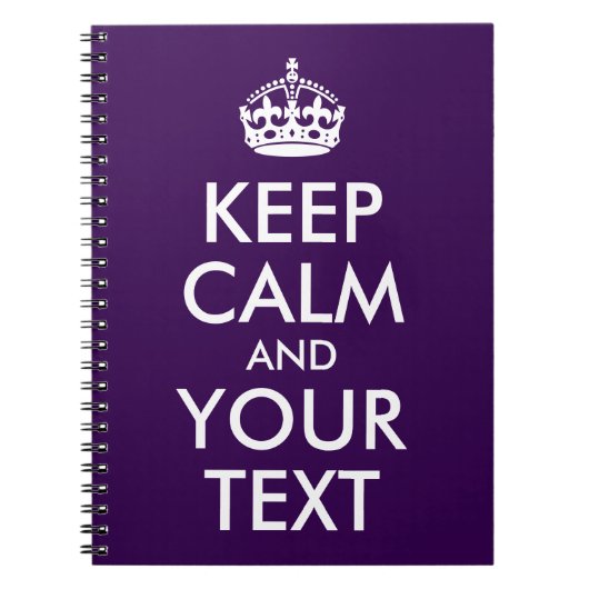Carnet Violet foncé et blanc Gardez le calme et votre tex (Devant)