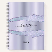 Carnet Violet lavande agate nom marbre (Devant)