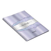Carnet Violet lavande argent agate nom marbre (Côté Droit)