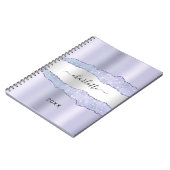 Carnet Violet lavande argent agate nom marbre (Côté gauche)