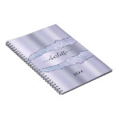 Carnet Violet lavande métal agate nom marbre (Côté Droit)