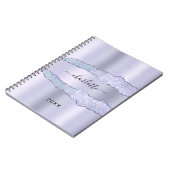 Carnet Violet lavande métal agate nom marbre (Côté gauche)