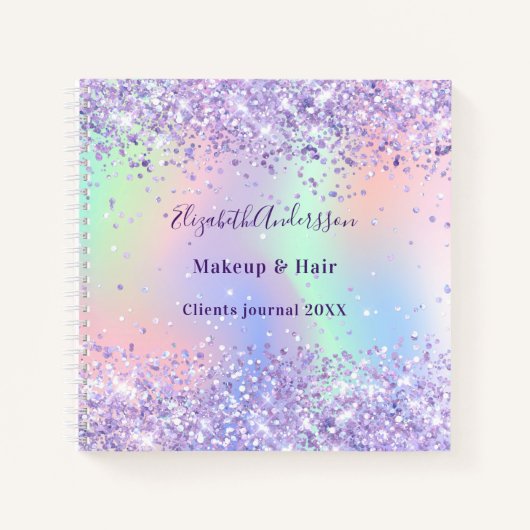 Carnet Violet lavande nom holographique d'entreprise  (Devant)