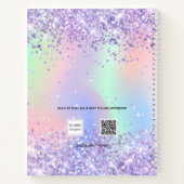 Carnet Violet pailleté holographique nom entreprise lavan (Dos)