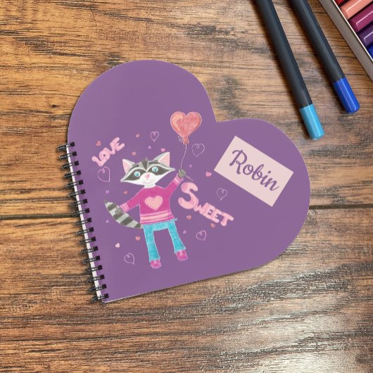 Carnet violet personnalisé pour enfant avec un rat