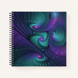 Carnet Violet Rencontre Turquoise Moderne Art Fractal Abs