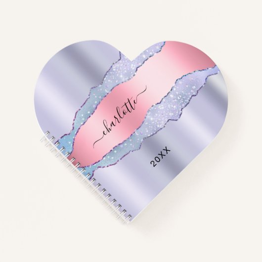 Carnet Violet rose rose agneau nom fille (Devant)