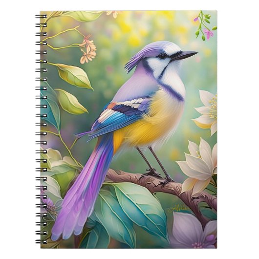 Carnet Violet Tufted Jay Imaginaire Bird (Devant)