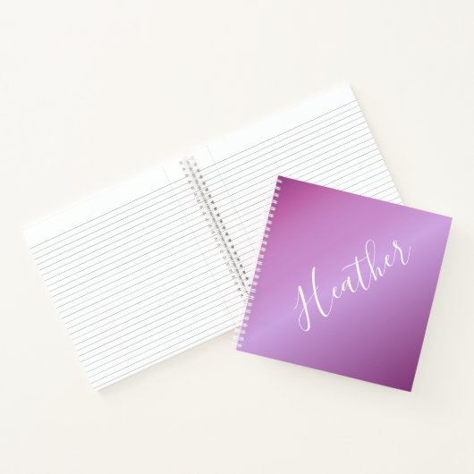Carnet Violet violet et script blanc personnalisé (Intérieur)