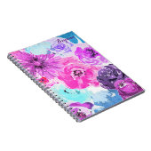 Carnet Violet Violet Foncé Floral Fleurs Rose Violet Chic (Côté Droit)