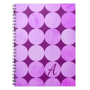 Carnet Violet, Violet Magenta et Cercles roses Monogramme