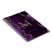 Carnet Violet violet or Agate Géode Monogramme Script (Côté Droit)