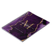 Carnet Violet violet or Agate Géode Monogramme Script (Côté gauche)