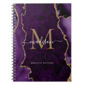 Carnet Violet violet or Agate Géode Monogramme Script (Devant)