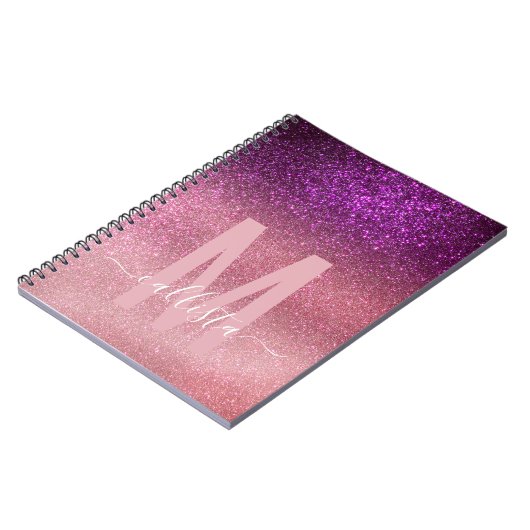 Carnet Violet violet rose triple Parties scintillant Ombr (Côté gauche)