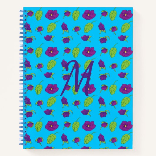 Carnet Violets et vert feuille bleu arrière - plan monogr (Devant)