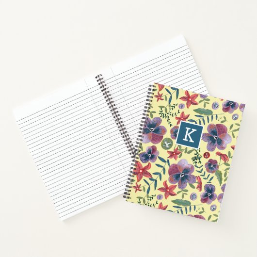 Carnet Violettes mignonnes sur monogramme d'impression to (Intérieur)