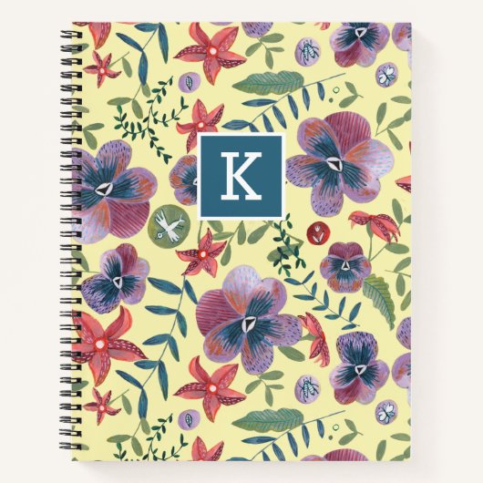 Carnet Violettes mignonnes sur monogramme d'impression to (Devant)