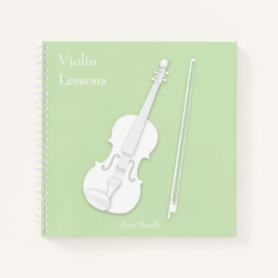 Carnet Violon blanc & Bow Music Light Vert Carré personna