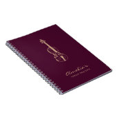 Carnet Violon Enseignant Élégant Script Bourgogne (Côté Droit)