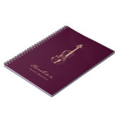 Carnet Violon Enseignant Élégant Script Bourgogne (Côté gauche)