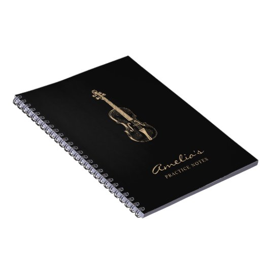 Carnet Violon enseignant Élégant script noir (Côté Droit)