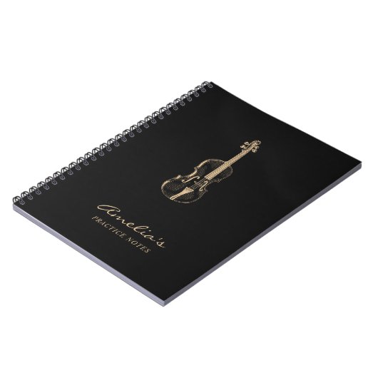 Carnet Violon enseignant Élégant script noir (Côté gauche)