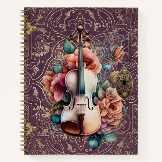 Carnet Violon Monogramme Violet Enchanté (Devant)