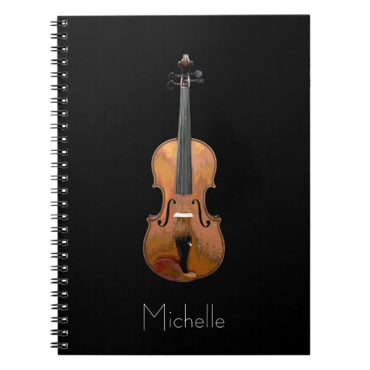 Carnet Violon musical Simple Personnalisé Noir (Devant)