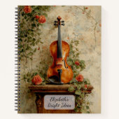 Carnet Violon Vintage avec Roses (Devant)